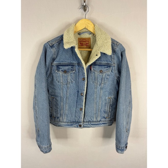 Levi's Jackets & Blazers - Levis Sherpa Trucker Jacket Women S Denim Faux Shearling Lined Blue Small